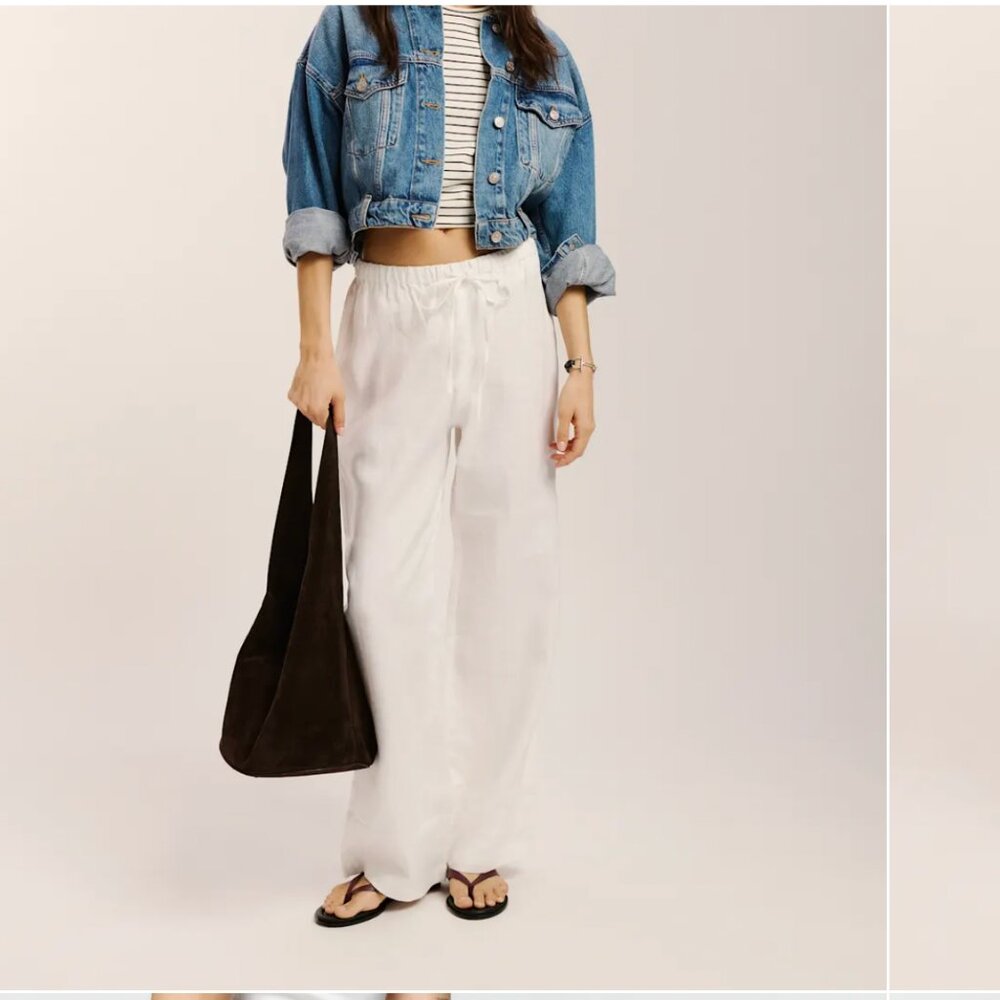 NWOT Reformation Petites Olina Linen Pant Ivory - Size SP